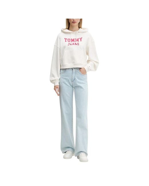 Tommy Hilfiger White Cream Recycled Cotton Hoodie