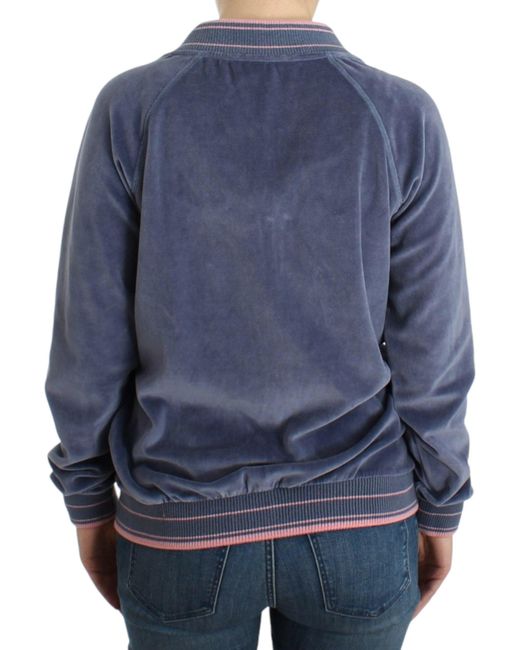 Roberto Cavalli Blue Elegant Zip Cardigan With Details