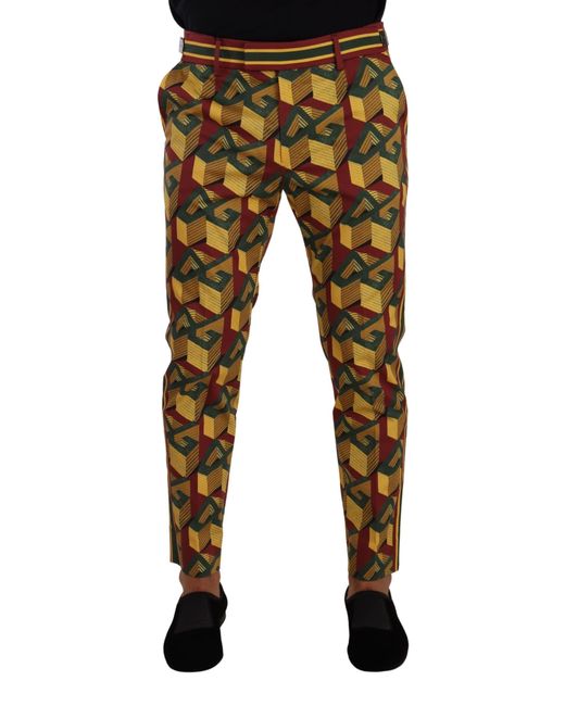 Dolce & Gabbana Black Multicolor Logo Mania Cotton Tapered Trouser Pants for men