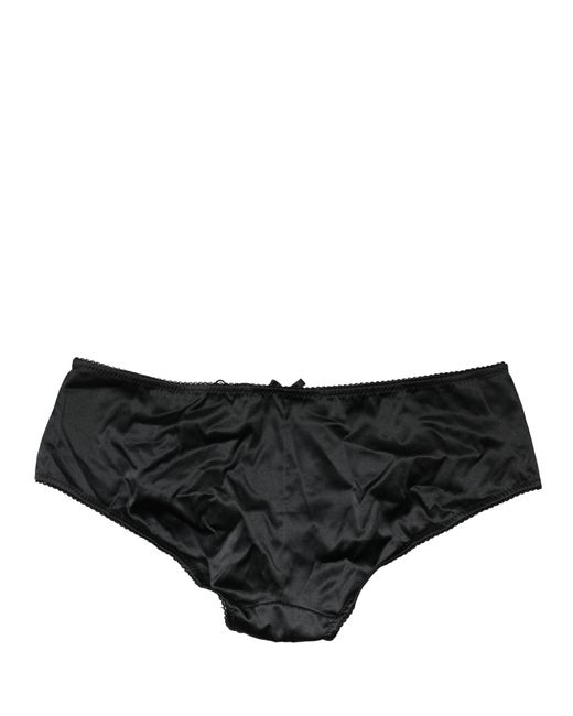 Dolce & Gabbana Black Silk Stretch Mid Waist Brief Panty Underwear