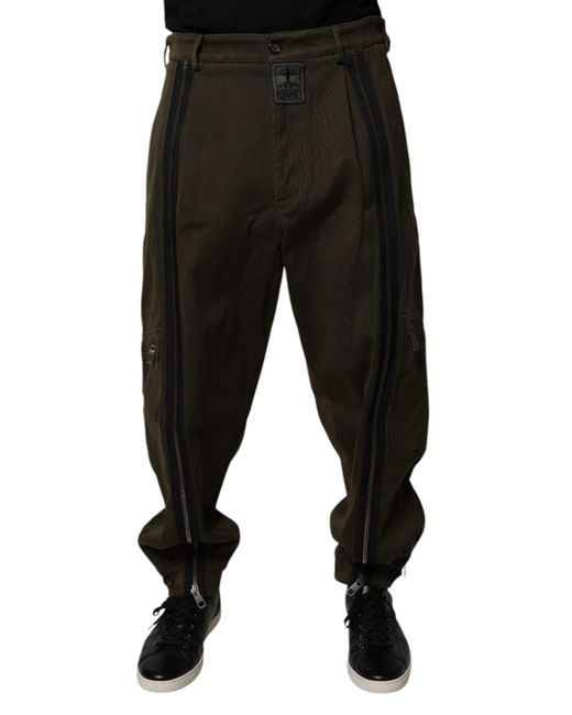 Dolce & Gabbana Black Dark Brown Cotton Jogger Cargo Pants for men