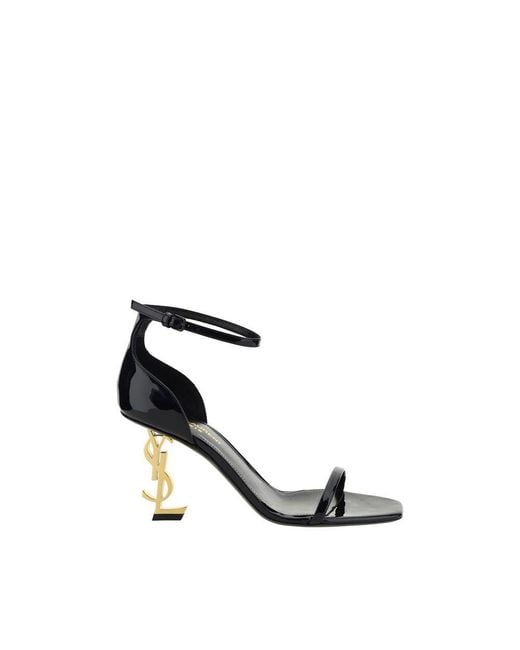 Saint Laurent Black Calf Leather Bos Taurus Stiletto Heel Sandals