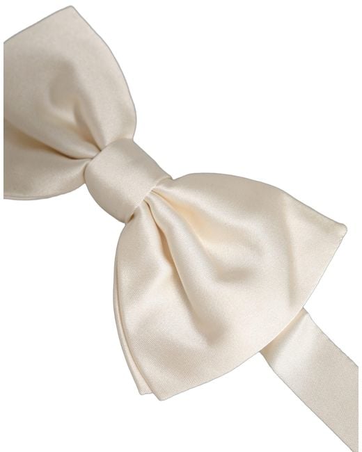 Dolce & Gabbana Natural Men White 100% Silk Adjustable Neck Papillon Bow Tie for men
