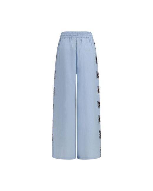 ALÉMAIS Blue Linen Casual Pants