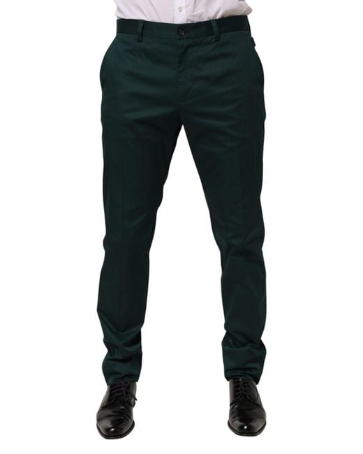 Dolce & Gabbana Blue Cotton Formal Dress Trouser Pants Co+03 for men