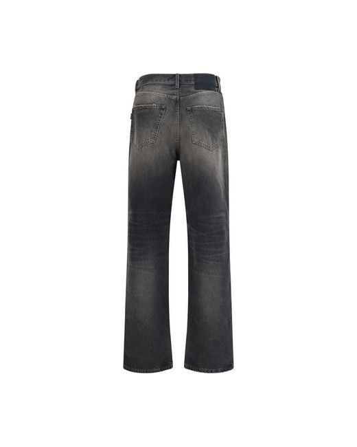 Haikure Gray Black Cotton Relaxed Fit Jeans for men