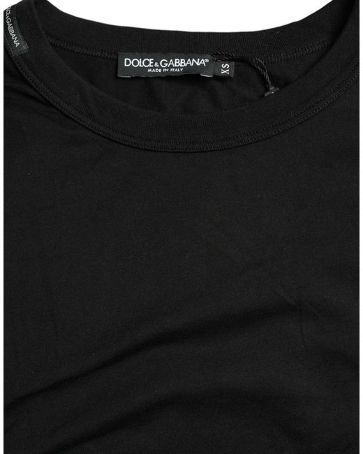 Dolce & Gabbana Black Logo Embossed Crew Neck Short Sleeves T-Shirt for men