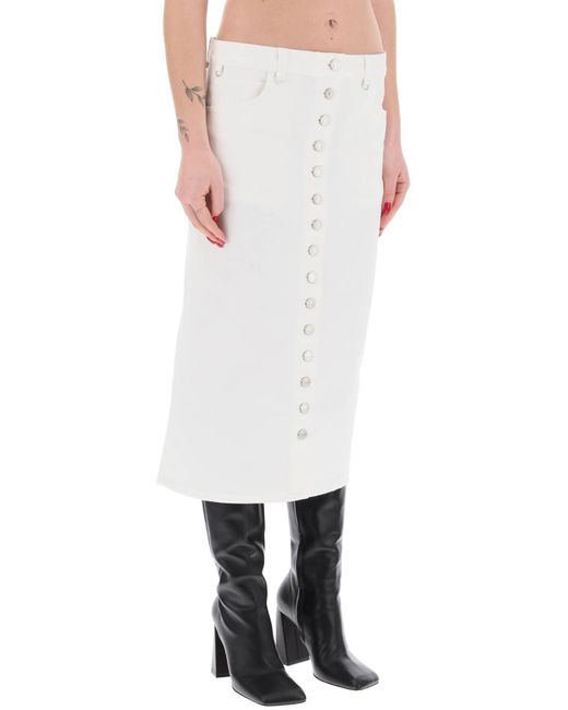 Courreges White Courreges "Denim Midi Skirt With Multif