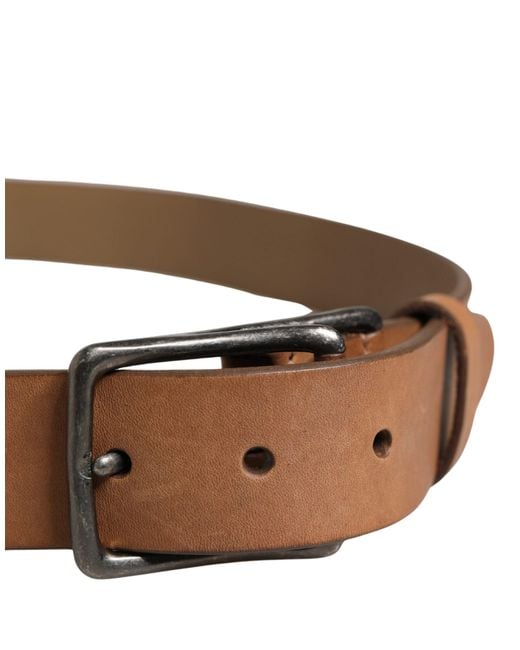 Dolce & Gabbana Men Brown Leather Classic Metal Buckle Belt for men