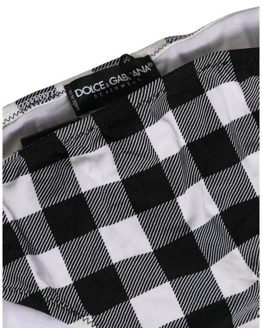 Dolce & Gabbana Black White Checkered Beachwear Bikini Bottom