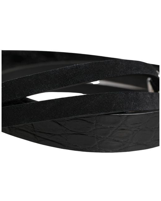 Dolce & Gabbana Black Exotic Leather Metal Buckle Belt Eel Caiman Moluro Python