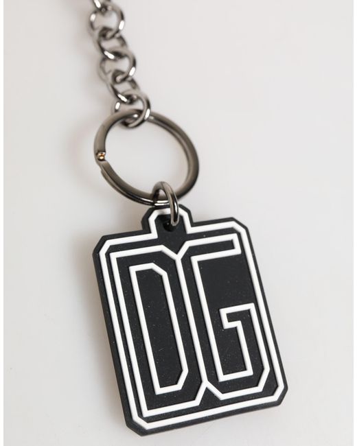 Dolce & Gabbana White Dg Rubber Logo Keychain Keyring for men