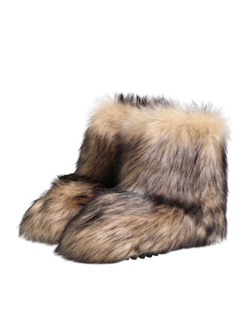 Dolce & Gabbana Brown Faux Skim Ski Fur Men Short Boots Shoes for men
