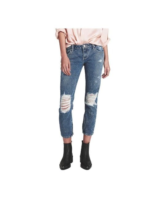 One Teaspoon Blue Cotton Cropped Jeans