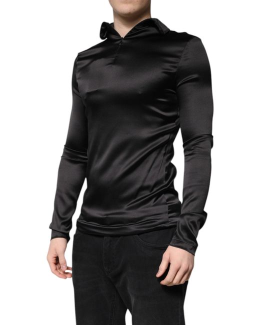 Dolce & Gabbana Black Silk Turtleneck Pullover Sweater for men