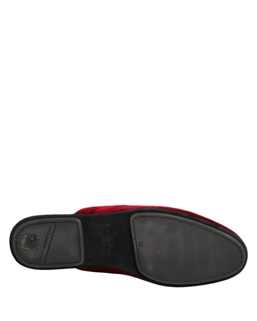 Dolce & Gabbana Red Suede Slides Flat Slipper Men Shoes for men