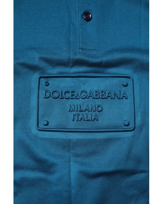 Dolce & Gabbana Blue Embroidered Logo Polo Shirt for men