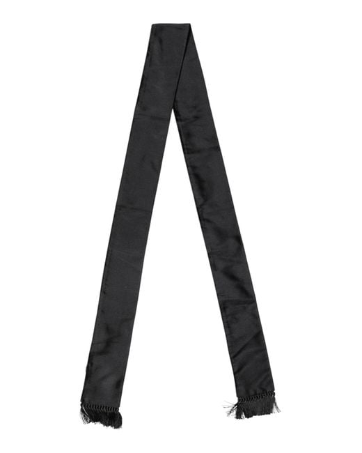 Dolce & Gabbana Black Silk Fringes Neck Wrap Foulard Scarf for men