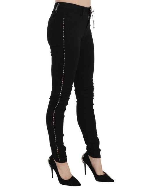 CoSTUME NATIONAL Black Embellished Mid Waist Skinny Denim Jeans