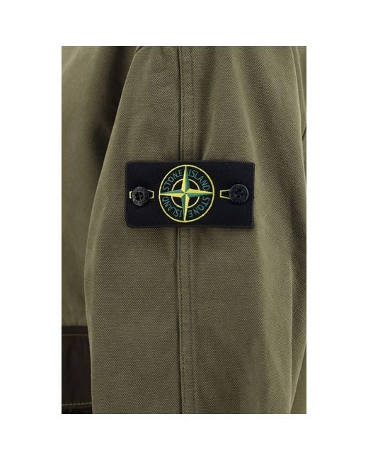 Stone Island Green Bicolor Cotton Shell Jacket for men