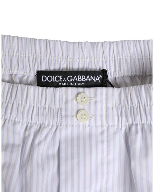 Dolce & Gabbana Purple White Blue Cotton Striped Button Fly Shorts Swimwear for men