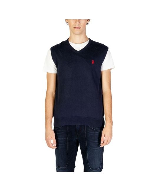 U.S. POLO ASSN. Blue Cotton Waistcoat for men