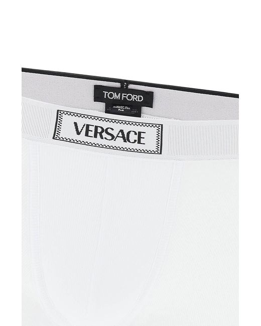 Versace White Intimate Boxer Shorts With Logo Band for men