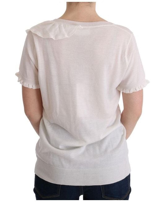 Marghi Ló Gray White 100% Lana Wool Top Blouse T