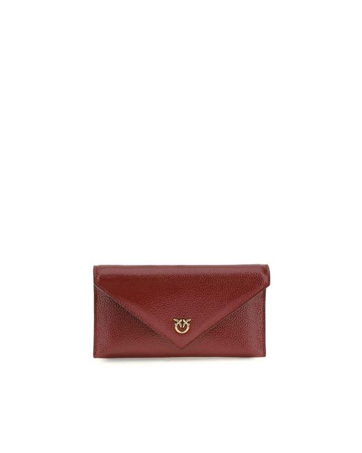 Pinko Red Bordeaux Calf Leather Bos Taurus Clutch Bag