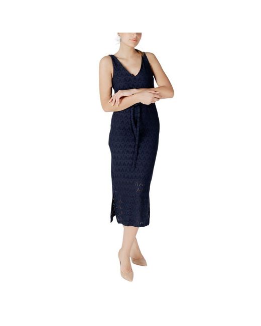 VILA CLOTHES Blue Recycled Polyester Midi