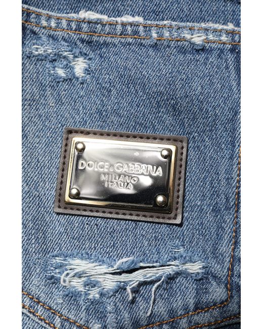 Dolce & Gabbana Blue Ripped Denim Jeans for men