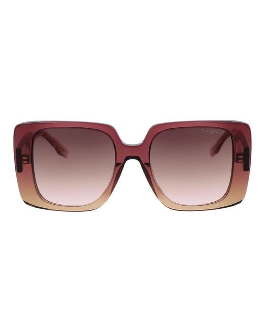 Trussardi Brown Pink Acetate Sunglasses