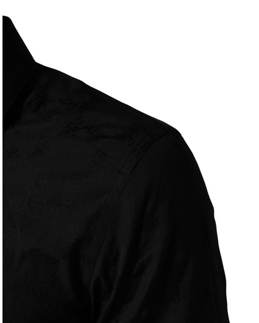 Dolce & Gabbana Black Cotton Slim Fit Dress Shirt for men