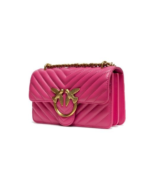 Pinko Pink Leather Love One Mini Shoulder Bag