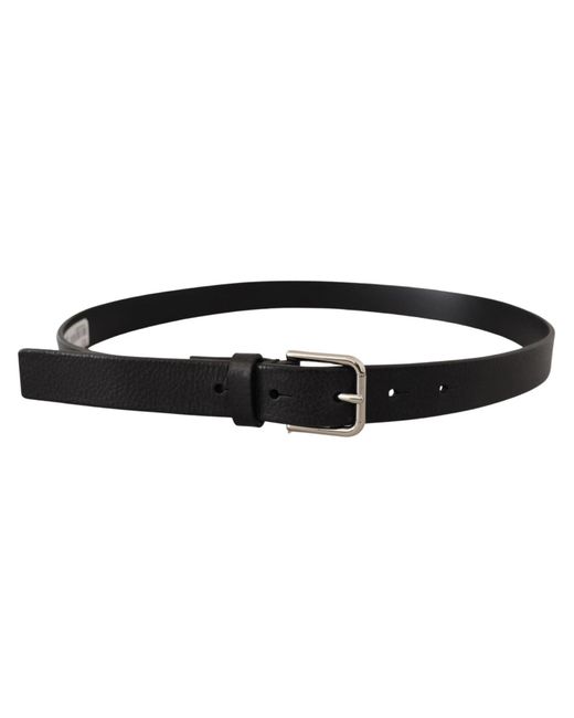 Dolce & Gabbana Black Elegant Leather Belt With Metal Buckle for men