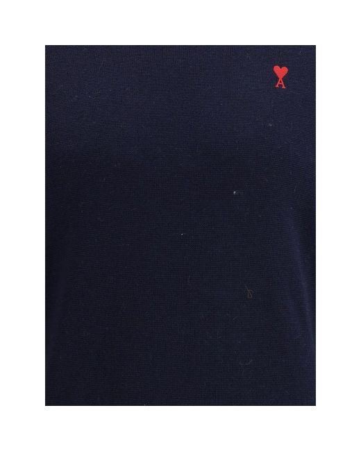 AMI Blue Pull Col Rond Ami De Coeur for men