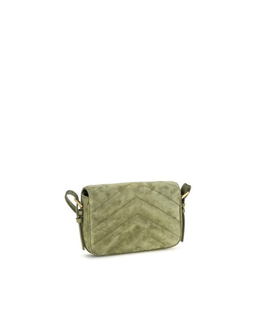 Saint Laurent Green Bicolor Suede Leather Shoulder Bag