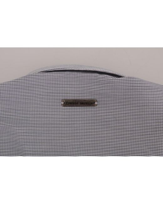 Frankie Morello Gray Check Regular Fit Shirt Blue Tsh1399 for men