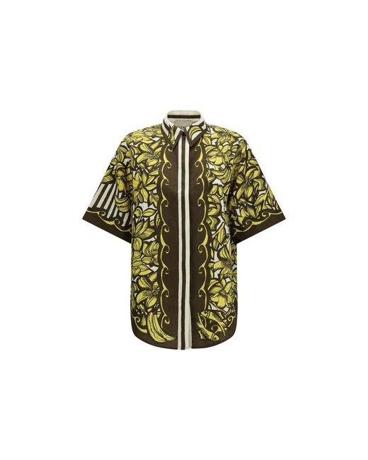 ALÉMAIS Green Multicolor Hemp Shortsleeve Shirt
