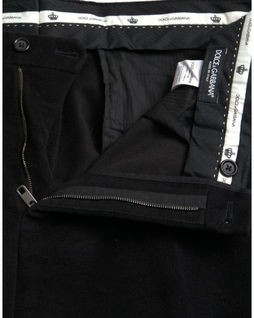 Dolce & Gabbana Black Cotton Velvet Skinny Pants for men