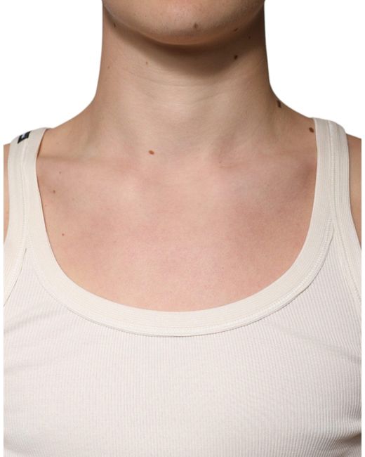 Dolce & Gabbana White Ribbed Tank Top Classic Style for men