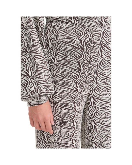 Ichi Gray Brown Polyester Casual Pants