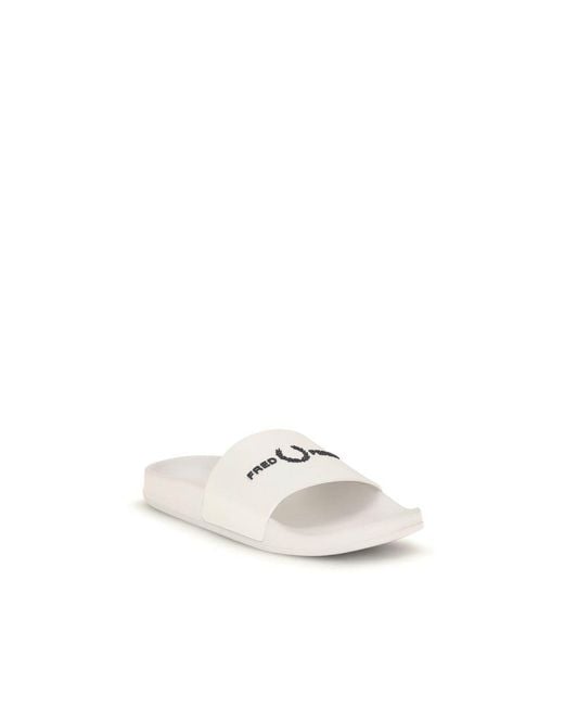 Fred Perry White Rubber Sandals for men