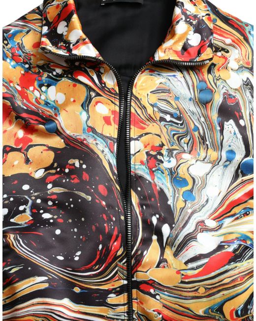 Dolce & Gabbana Gray Abstract Polyester Bomber Jacket for men