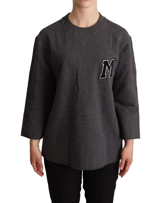 Dolce & Gabbana Black Gray Embroidered Pullover Sweater