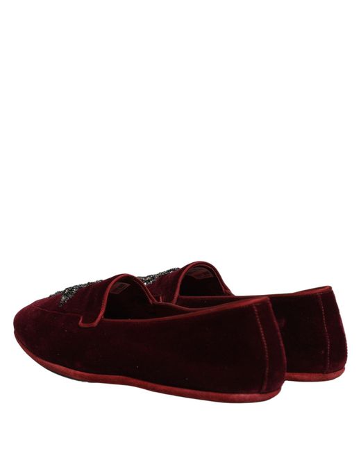 Dolce & Gabbana Red Suede Embellished Men Dress Loafers Shoes for men