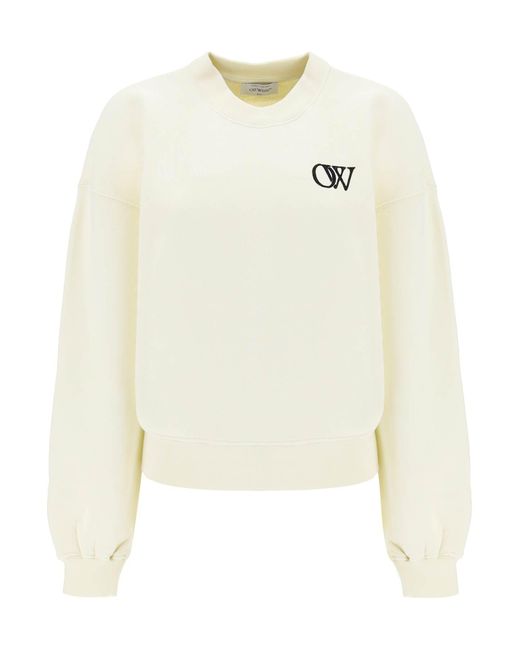 Off-White c/o Virgil Abloh White Crew-neck Sweatshirt With Flocked Logo - L Bianco