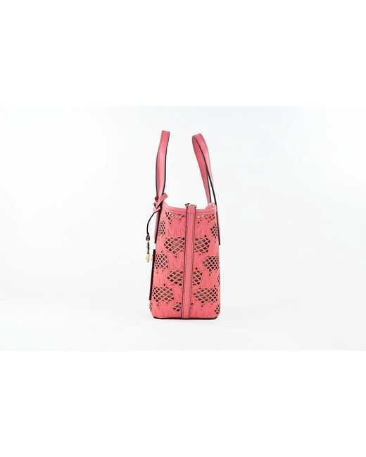 Michael Kors Black Kimber Small Tea Rose Leather 2-In-1 Zip Tote Messenger Bag Purse