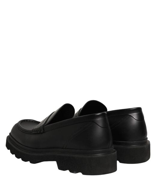 Dolce & Gabbana Black Calfskin Leather Men Dress Loafer Shoes for men