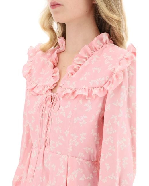 Alessandra Rich Pink Butterfly Short Dress